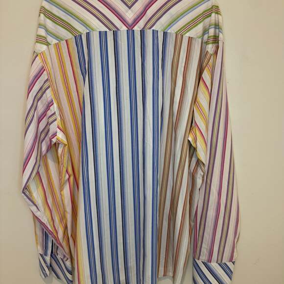 Ted Baker London Men's Multicolor Striped Button Down Long Sleeve Shirt - Picture 2 of 4